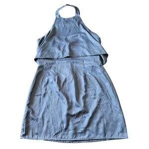 Modern Citizen Women's Navy Blue Satin Halter‎ Neck Mini Dress. Size M